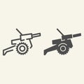 Cannon line and glyph icon. War vector illustration isolated on white. Weapon outline style design, designed for web and Royalty Free Stock Photo