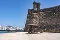 An cannon on the old fortress Castillo de San Gabriel, off the coast from Arrecife, Lanzarote, Spain