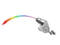 Cannon with rainbow Trajectory Royalty Free Stock Photo