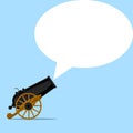 Cannon and speech bubble. Advertising business promotion. Marketing concept Royalty Free Stock Photo