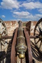 Cannon standing guard at Fort Mehrangarhin Rajasthan India, South Asia