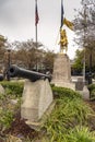 Cannon and Statue of Joan of Arc in the French Quarter of New Orleans Royalty Free Stock Photo