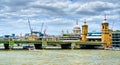 Cannon Street Railway Bridge across the Thames River in London Royalty Free Stock Photo