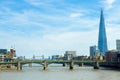 Cannon Street Railway Bridge and the Shard in London, UK Royalty Free Stock Photo