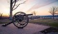 Cannon at sunrise in Gettysburg