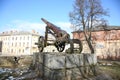 Cannon of 19th century in Daugavpils fortness Royalty Free Stock Photo