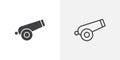 Cannon thin line vector icon set Royalty Free Stock Photo