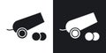 Cannon thin line vector icon set Royalty Free Stock Photo