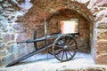 Cannon on wheels in a medieval fortress