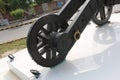 Cannon on wheels for war, Castle cannon for defend. Ancient Gun Barrel of the castle. Antique cannons on gun c