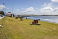 Port Stanley. Falkland islands. guns on the waterfront.