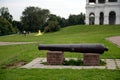 Cannon XVII century, participated in the battle of Poltava in 1709, at the Kolomenskoye Museum estate. Moscow Royalty Free Stock Photo