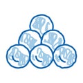 Cannonballs doodle icon hand drawn illustration