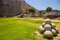 Cannonballs outside the fortress, Rhodes, Greece