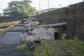 Cannons on a defensive wall located in Fort Santiago in Manila