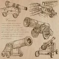 Cannons - An hand drawn vectors. Converted Royalty Free Stock Photo