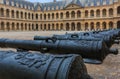 Cannons at Les Invalides museum complex in Paris, France burial site for France`s war heroes and emperor Napoleon Bonaparte`s tomb Royalty Free Stock Photo