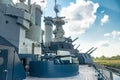 Cannons on the USS North Carolina Open Air Museum Ship Royalty Free Stock Photo