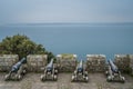 Cannons on the walls of St Michaels Mount fort