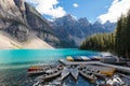 Canoas at moraine Lake Alberta Canada