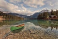 Canoe adventure on Emerald Lake Royalty Free Stock Photo