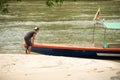 Canoe on the beach of Misahualli, Napo province, Ecuador