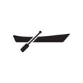 Canoe boat with rowing vector icon