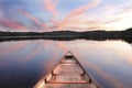 Canoe Bow on a Lake at Sunset Royalty Free Stock Photo