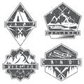 Canoe, camping and adventure vintage grunge labels set Royalty Free Stock Photo