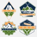 Canoe, camping and adventure vintage labels set Royalty Free Stock Photo