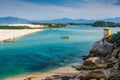 Canoe crossing the Madre River at Guarda do Embau Beach - Santa Catarina Brazil Royalty Free Stock Photo