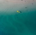 Canoe cruising through the blue water and sand banks Royalty Free Stock Photo