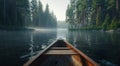 Canoe Drifting Along Calm River