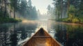 Canoe Drifting Along Calm River