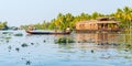 Canoe and houseboats in the Backwaters, Kerala, India