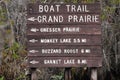 Canoe kayak trail sign Grand Prairie, Okefenokee Swamp National Wildlife Refuge, Georgia Royalty Free Stock Photo