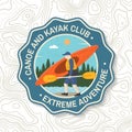 Canoe and kayak club badge. Vector Concept for shirt, patch or tee. Vintage typography design with kayaker silhouette Royalty Free Stock Photo