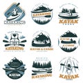 Canoe Kayak Emblem Set Royalty Free Stock Photo