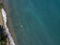 Canoe kayak paddling in French Polynesia Tahiti tropical paradise aerial view paddle