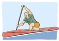 Canoe or kayak rowing. Vector flat illustration.