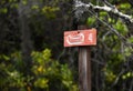 Canoe Kayak trail marker in the Okefenokee Swamp National Wildlife Refuge, Georgia USA