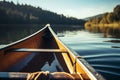 Canoe on a lake wooden boat kayak in water summer canoeing kayaking autumn travelling fresh calm still water rural