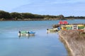 Canoe and motor boat hire on a river`s edge