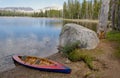 Canoe on Nevada Wrights lake Royalty Free Stock Photo