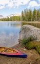 Canoe by Nevada Wrights Lake Royalty Free Stock Photo