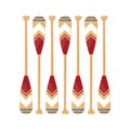 Canoe oars set in flat style, vector