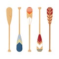 Canoe oars set in flat style, vector Royalty Free Stock Photo