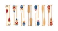 Canoe oars set in flat style, vector Royalty Free Stock Photo