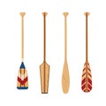 Canoe oars set in flat style, vector Royalty Free Stock Photo