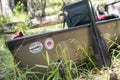 Canoe and paddle with Okefenokee Swamp Stephen C Foster sticker Royalty Free Stock Photo